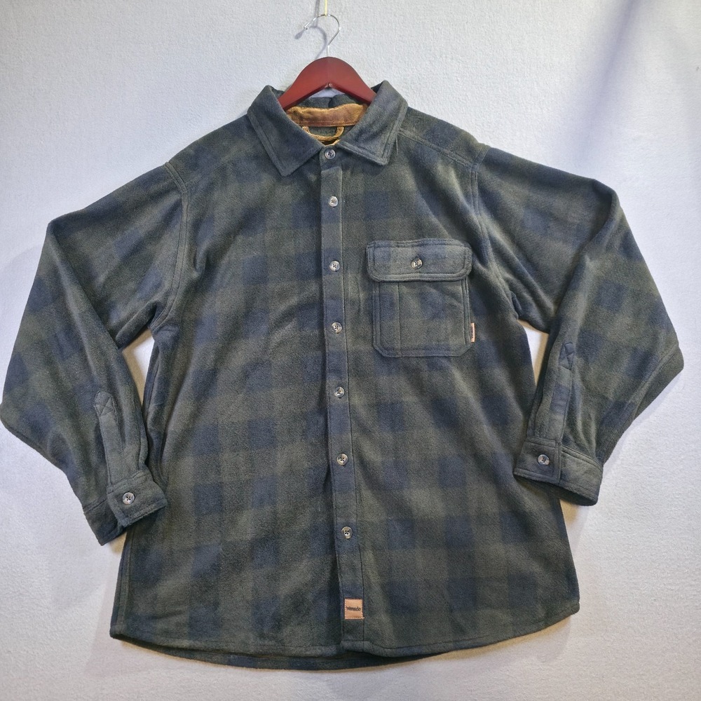 Venado Men's Green/Blue Plaid Long Sleeve Fleece‎ Flannel Size Large